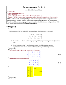 Line&aelig;r Algebra Eksamen E19 - 2-timerspr&oslash;ven