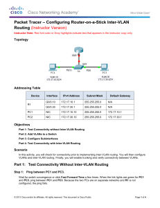 Packet Tracer: Router-on-a-Stick Inter-VLAN Routing Lab Guide