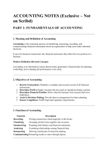 Accounting Fundamentals: Notes & Key Concepts