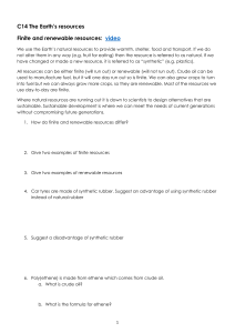 Earth's Resources: Finite, Renewable, Water Treatment & Metal Extraction