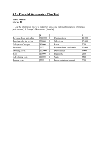 Financial Statements Class Test: Income, Balance, Cash Flow