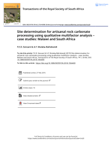 Site Determination for Artisanal Rock Carbonate Processing: Malawi & South Africa