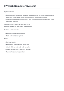 Computer Systems: Digital Electronics & Number Systems