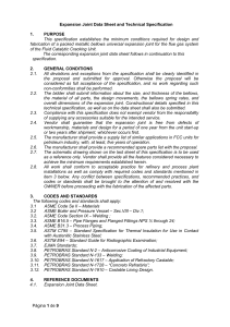 Expansion Joint Data Sheet & Technical Specification