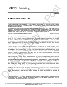 Alex Sharpe's Portfolio: Investment Strategy Case Study