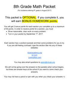 8th Grade Math Packet: Optional Review for Bonus Points (2017)