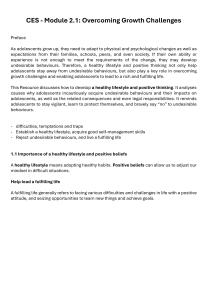 Adolescent Growth Challenges: Healthy Lifestyle & Positive Thinking