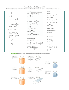 Physics 1D03 Formula Sheet: Mechanics, Rotational Motion, Oscillations