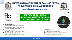 Captura de CO2 y Producci&oacute;n de DME: Presentaci&oacute;n de Dise&ntilde;o de Procesos