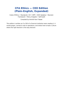 CFA Ethics CEO Edition: Plain-English Guide to Professional Conduct