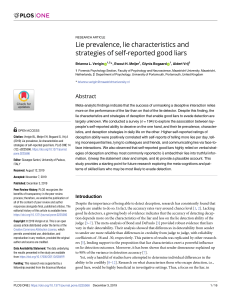 Lie Prevalence & Strategies of Good Liars: A Research Article