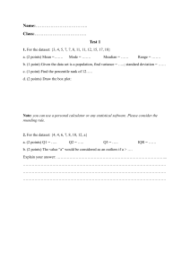 Statistics Test: Mean, Mode, Box Plots, Outliers