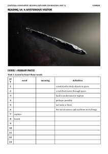 Oumuamua: Reading Comprehension Worksheet