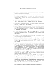 MAT 243 Logic Homework: Propositions, Negation, Equivalences