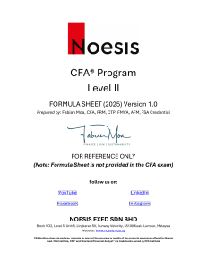 CFA Level II Formula Sheet (2025) - Quantitative Finance