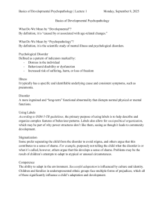Basics of Developmental Psychopathology: Lecture 1 Concepts & History