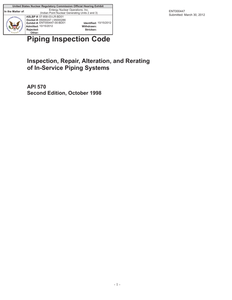 Api 570 Injection Point Inspection API 570 Piping Inspection Code: Repair, Alteration, and Rerating
