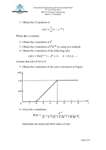 Z Transform Problems - Biomedical Systems Engineering (BIS 473)