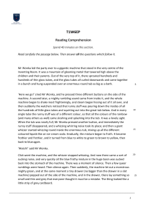 Charlie and the Chocolate Factory Reading Comprehension Worksheet