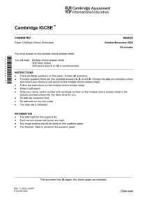 Cambridge IGCSE Chemistry 0620/22 Oct/Nov 2024