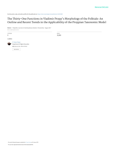 Propp's 31 Functions in Folktale Morphology: Outline & Applicability Trends