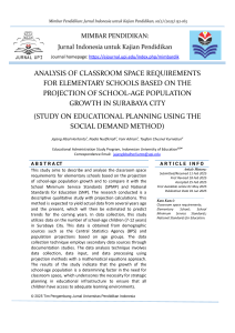 Classroom Space Requirements for Elementary Schools in Surabaya