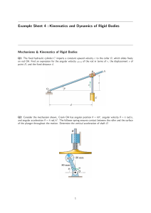 Kinematics & Dynamics of Rigid Bodies: Example Sheet 4 Problems