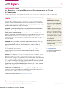 Cardiovascular Health & Neurodegenerative Biomarkers in Older Adults