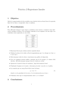 Pr&aacute;ctica 2: Regresiones lineales con Excel