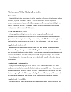 Critical Thinking: Importance in Everyday Life
