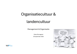 Organisatiecultuur & landencultuur: Management & Organisatie