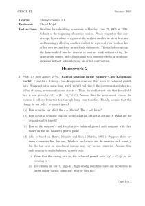 Macroeconomics III Homework 2: Capital Taxation in Ramsey-Cass-Koopmans Model