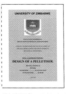 Design of a Pelletiser for Mineral Ore Fines - University of Zimbabwe Project