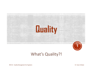 Quality Management for Engineers: Understanding Quality Concepts
