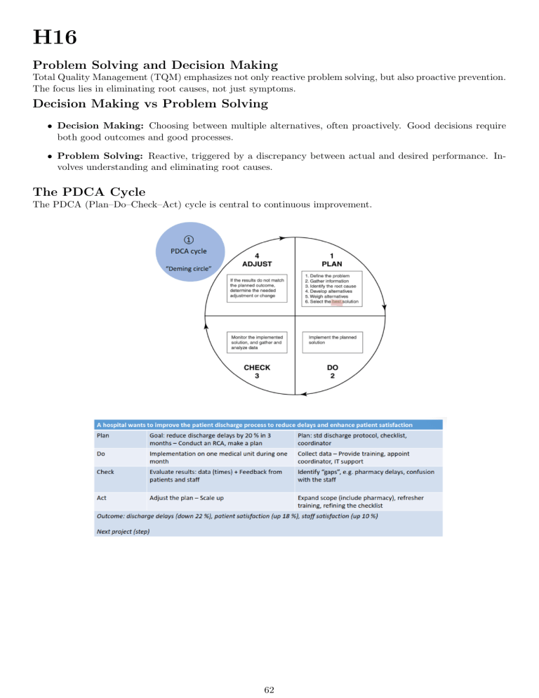 Problem Solving & Decision Making in Total Quality Management (TQM)