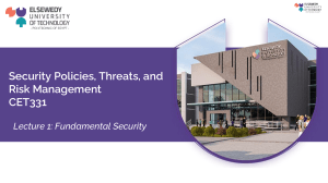Fundamental Security: Policies, Threats, and Risk Management CET331