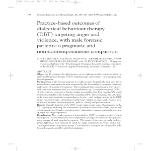 DBT for Anger & Violence in Male Forensic Patients: Outcomes Study