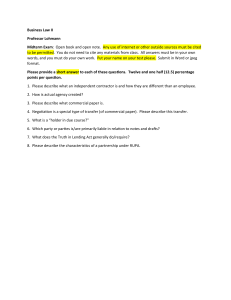 Business Law II Midterm Exam: Independent Contractors, Agency, Commercial Paper