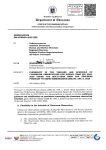 DepEd Memorandum: Flexibility in Classroom Observations SY 2025-2026