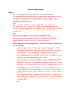 Construction Estimating & Contracts Study Guide Answers - Test 1