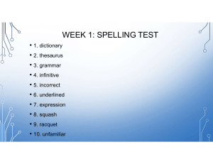 English Language Unit: Sports & Free Time Vocabulary & Spelling Test