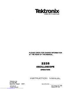 Tektronix 2235 Oscilloscope Operators Instruction Manual