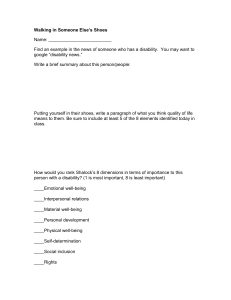 Walking in Someone Else's Shoes: Disability & Quality of Life Assignment