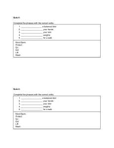 Quiz 4: Complete Phrases with Verbs - Health & Daily Activities