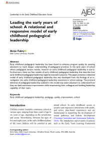 Relational Model of Early Childhood Pedagogical Leadership in Schools