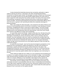 Handwriting & Brain Connectivity: An Article Review