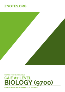 CAIE A2 Level Biology (9700) Practical Syllabus Summarized Notes