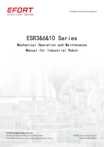 EFORT Robot ESR3/6/10: Operation & Maintenance Manual