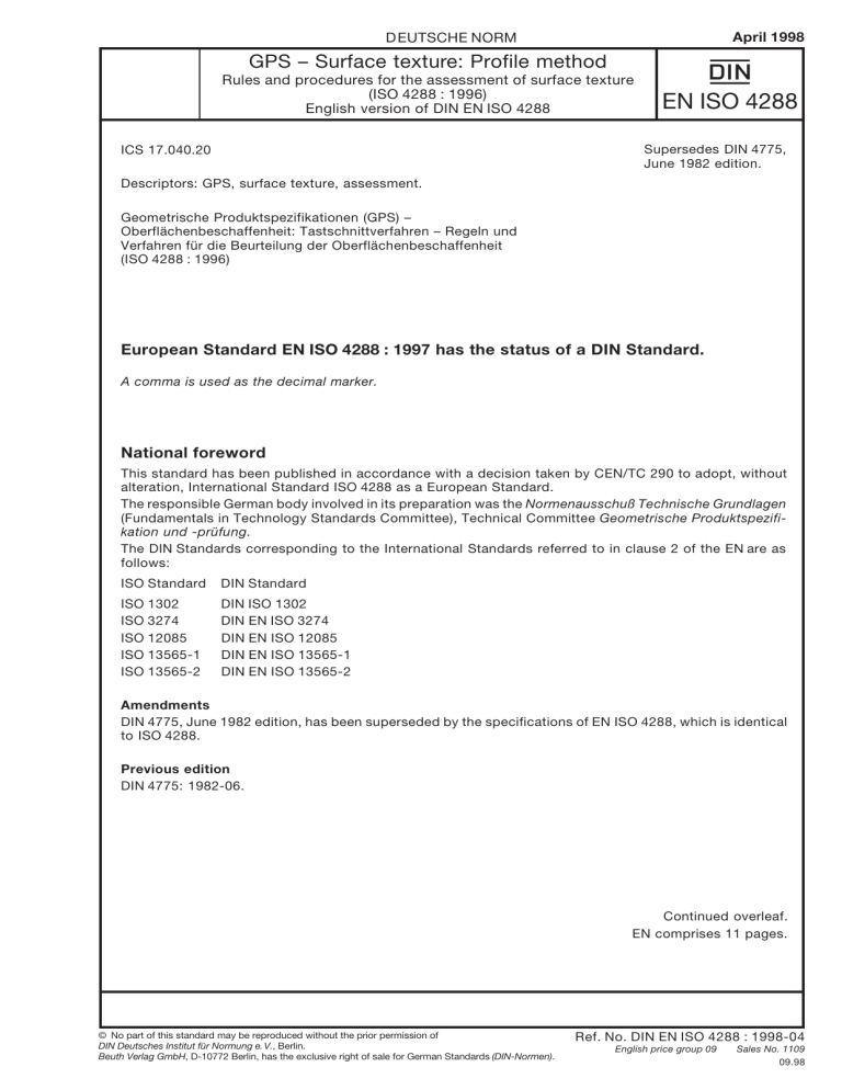 DIN EN ISO 4288: Norm zur Beurteilung der Oberflächenbeschaffenheit