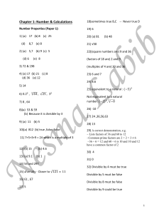 Math Number & Calculations: Number Properties Paper 1 Solutions